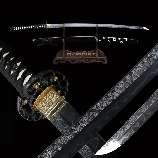 Kokutan āto T10 Clay Tempered Katana Samurai Sword