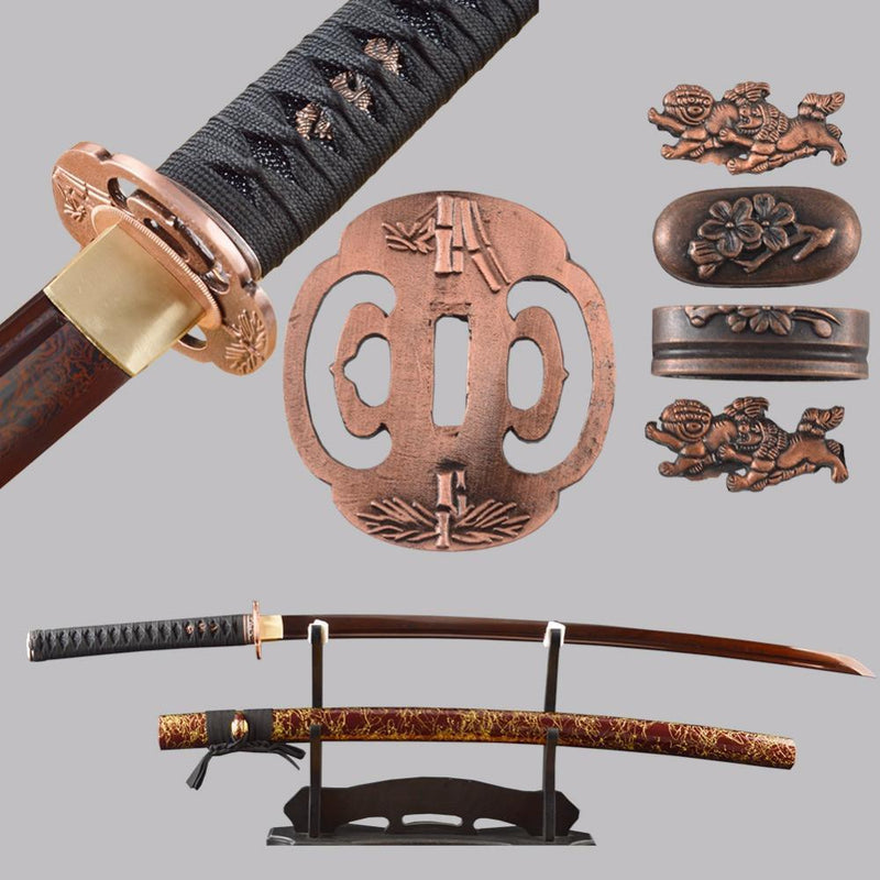 Lin Folded Red Steel Katana Samurai Sword