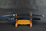 Ryū Carbon Steel Blue Blade Samurai Katana with Dragon Sheath